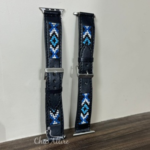 OEM นาฬิกาสายหนังแท้ติดลูกปัดสำหรับสมาร์ทวอทช์สายหนังวัวสไตล์วินเทจแบบถอดออกได้ - Product Image 1