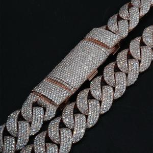 Custom VVS Moissanite Cuban Link <b>Necklace</b> Iced Out Hip Hop Style in White Gold 925 Silver for Wedding Gift Fine Men's Jewelry - Product Image 2