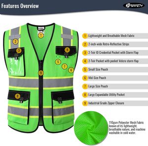 Gilet de sécurité réfléchissant léger Logo personnalisé maille respirante haute visibilité Construction vêtements de travail pour hommes - Product Image 3