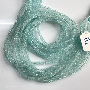 Wholesale Aquamarine Faceted Rondelle Shape 3.75-4MM <b>Center</b> <b>Drill</b> Beads Blue Natural Gemstone for Shops - Product Image 3