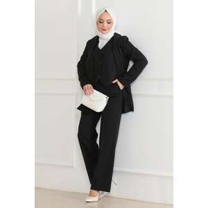 Ensemble de trois gilets noirs décontractés MSW19222-1, hauts longs mi-longueur - Product Image 3