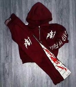 Custom Sweat Flares Pant Acid Wash Sweatsuit Sudadera con capucha y pantalones de chándal Stack Jogger Set Suit Vintage Full Zip up Chándal para hombres - Product Image 4