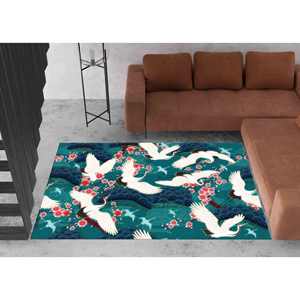 Tapis tendance avec des grappes de grues japonaises, motif animalier, cadeau pour demoiselle d'honneur, tapis imprimé de luxe, tapis en chenille - Product Image 2