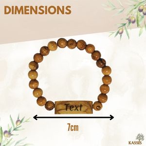 Personalized Olive Wood Bead Bracelet 7 cm Custom <b>Engraved</b> Wooden Jewelry Handmade in Bethlehem - Product Image 5