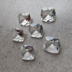 AAA+ Quality Natural Crystal Quartz <b>Cushion</b> Shape Checker Cut Flat Back Gemstones <b>White</b> Calibrated Wholesale All Sizes Available - Product Image 3