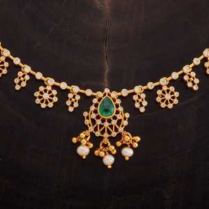 Silver Temple <b>Necklace</b> 162798-Elegant Bezel Setting Flower Pattern <b>Necklace</b> - Product Image 5