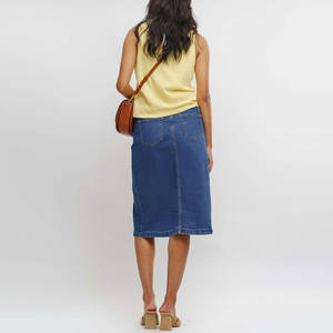 Affordable Price Regular Fit <b>Midi</b> Women Denim <b>Skirts</b> Trendy Regular Fit <b>Midi</b> Women Denim <b>Skirts</b> - Product Image 2