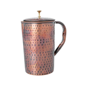 Pichet en métal en cuivre martelé de ton foncé antique pour le stockage de l'eau, le service, les avantages ayurvédiques au meilleur prix - Product Image 5