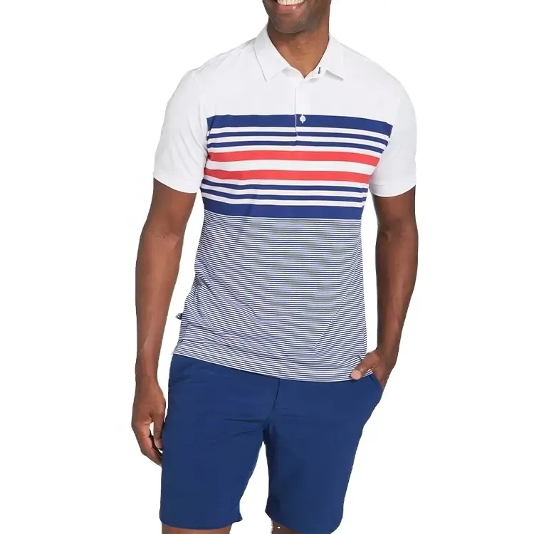 Polo liso con logotipo personalizado para hombre, camiseta informal a rayas de poliéster y LICRA