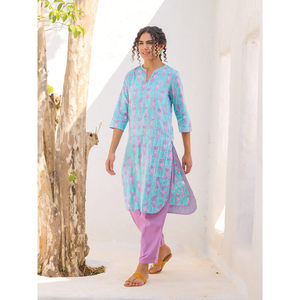 Chemise Kurta en coton bleu ananas - Product Image 3