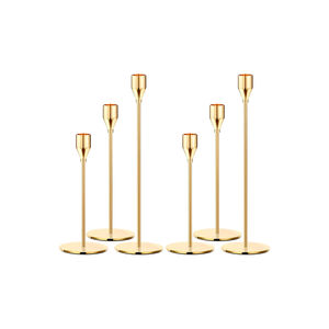 Elegant Metal <b>Taper</b> <b>Candle</b> Holder in Brass Gold Silver Bulk Tabletop Candlestick Lanterns for Christmas and Easter Occasions - Product Image 2