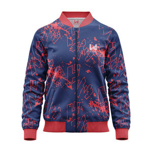 Blouson d'aviateur en satin et polyester pour hommes personnalisé High Street brodé col montant Patchwork formel avec fermeture à glissière sur le devant - Product Image 2