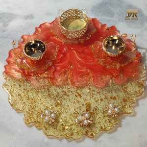 Artistic Eco-Friendly Epoxy Resin Puja Thali Model Handmade Decorative Diwali Festival Traditional Rituals <b>Home</b> <b>Temple</b> Use - Product Image 4