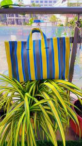 Sac à provisions en nylon réutilisable écologique RPET Zipper Handloom tissé sacs de plage en plastique recyclé fabriqué en Inde Logo motif voyage - Product Image 2