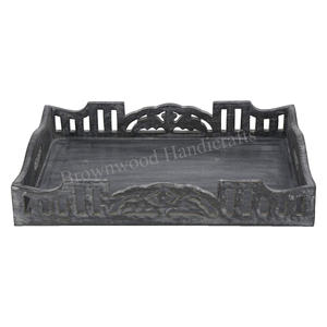 Offre spéciale pour restaurants et hôtels Plateaux en bois sculpté en MDF Conception personnalisée Plateau rond en bois pour le service Fabricant à bas prix - Product Image 6