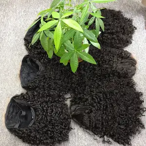 O melhor em linha reta natural encaracolado profundo do fechamento do laço do vendedor HD para mulheres negras do cabelo vietnamita