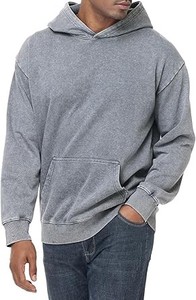 Sudadera con capucha lisa de gran tamaño para hombre, material pesado de algodón lavado para hombre, ropa de calle de lana, suéter, sudaderas con capucha de lavado ácido - Product Image 3