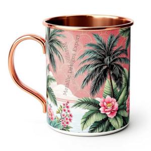 Tasse droite élégante en cuivre en métal écologique de qualité supérieure fabriquée à la main avec un autocollant vibrant pour la maison et le bureau Article cadeau - Product Image 2