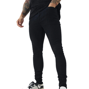 Jeans en denim délavé de haute qualité pour hommes, coupe slim, extensible, tendance, décontracté, streetwear avec pantalon décontracté tendance - Product Image 1
