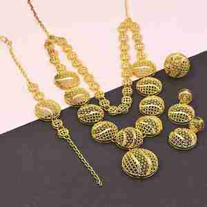 Ensemble de colliers courts en or teinté 14K 18K 24K en gros, bijoux fantaisie, ensemble de bijoux traditionnels, ensemble de bijoux en or teinté fantaisie - Product Image 1