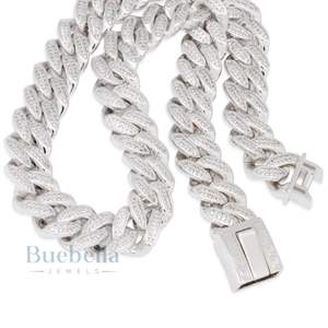 925 Plata 14K Chapado en oro blanco Joyería fina 18MM Moissanite Diamond Miami cadenas de eslabones cubanos helados para hombres - Product Image 2