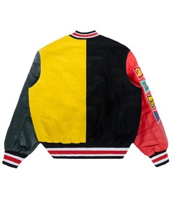 Chaqueta de bombardero de béisbol de primavera para hombre Varsity Letterman cuero Formal con cuerpo de lana y cuello levantado patrón de camuflaje recubierto - Product Image 3