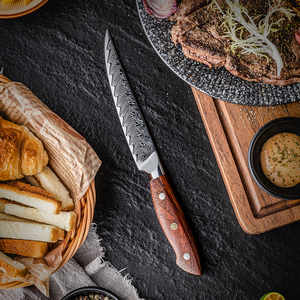 Venta al por mayor pedidos a granel personalizados OEM ODM servicio japonés alto carbono Damasco acero cocina Chef cuchillo de lujo con mango de palisandro - Product Image 3