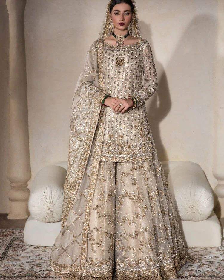 Bridal Sharara Dress For Walima Golden Bridal Dress Online Gharara