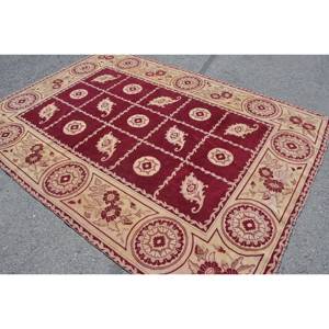 Tapis turc vintage grande surface 6.5x8.9 pieds classique rouge beige motif abstrait laine matériel 10mm Latex pour couloir chambre décor - Product Image 2