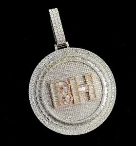 Colgante de lujo de plata de ley 925 con diamante de moissanita VVS, letra personalizada, estilo hip hop, amuleto de lujo para uso diario. - Product Image 1