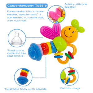 Juego de 10 <span class=keywords><strong>Sonajeros</strong></span> <span class=keywords><strong>y</strong></span> <span class=keywords><strong>Mordedores</strong></span> para Bebés, Juguete de Desarrollo Sensorial Montessori para Recién Nacidos de 0 a 12 Meses - Product Image 3