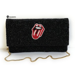 USA Stars Stripes Beaded Fold Clutch Handbag Patriotic <b>Red</b> White Blue Fashionable Button Magnetic Closure Cross-Body Evening - Product Image 3