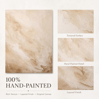 Peinture à l'huile abstraite texturée alabastroïde sur toile, crème sable monochrome impasto, taille personnalisée, provenant d'un fabricant d'art en gros