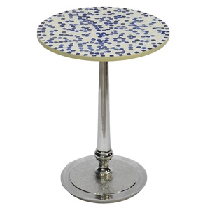 Table ronde en aluminium moderne de haute qualité avec dessus en marbre et fond Table basse ronde en métal fini nickel pour meubles de maison - Product Image 4