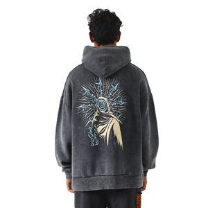 Sweat à capuche personnalisé pour hommes, poids lourd, soleil, éponge française avec lavage à l'acide, sérigraphie fonctionnelle, taille XS, col à capuche en polaire d'hiver - Product Image 2