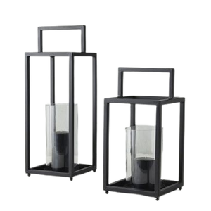 Set of 2 Iron and <b>Glass</b> Decorative Lantern Matt Black Color Christmas Lanterns Led and Wedding Decoration Handmade - Product Image 4
