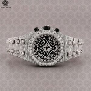 Charm Jewells Reloj mecánico de lujo para hombre, correa de acero inoxidable, esfera redonda de 43 mm, cronógrafo analógico, cristal de zafiro - Product Image 1