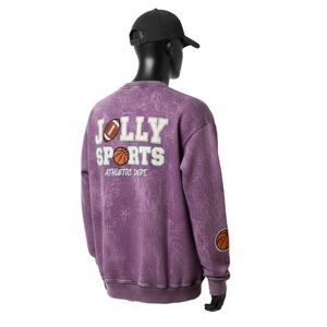 Sweat-shirt pour homme Sun Fade, coton premium GSM, molleton doux, lavage vintage, violet, logo imprimé en relief personnalisé, sweat-shirt basique pour homme - Product Image 5