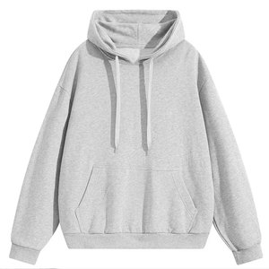 Sweat-shirts à capuche gris surdimensionnés et courts pour hommes, épais, zippés, avec logo personnalisé, épaules tombantes, double fermeture éclair, 100% coton, hiver, pas cher, en gros - Product Image 1