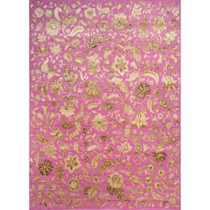 Tapis en laine et soie noués à la main Aurora, motifs floraux rose et violet, pour la maison, la voiture, modèles rectangulaires en puzzle - pour salon, couloir SLR-50 - Product Image 1
