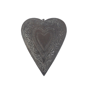 Decoración navideña hecha a mano, superventas, corazón colgante de Metal de hierro, corazón decorativo de pared de Color gris para decoración del hogar - Product Image 1