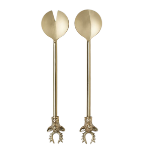 Service de couverts Nouveau design Serveur à salade en acier Qualité supérieure Couverts miroir Poignée décorative d'extrémité du fabricant indien - Product Image 1