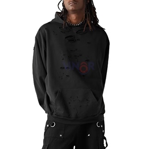 เสื้อฮู้ดดี้สตรีทแวร์ฤดูหนาว ผ้าฝ้ายเฟรนช์เทอร์รี่ 100% สกรีนโลโก้ตามสั่ง ทรงโอเวอร์ไซส์ ไหล่ตก สไตล์ดิสเทรส - Product Image 6