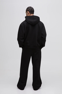 Custom Puff Printed Logo Men's Winter Hooded <b>Polyester</b> <b>Tracksuit</b> 2-Piece Set Breathable Quick Dry Fleece Zipper Jogging Custom - Product Image 2