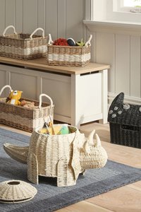 Adorable Design Handwoven <b>Seagrass</b> Gamer Shape Kids Storage <b>Basket</b> <b>With</b> <b>Lid</b> for Toy Hamper Storage and Nursery Baby Room Decor - Product Image 4