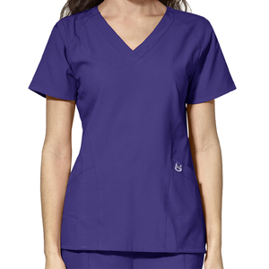 Wholesale Women Unisex V-Neck Nursing <b>Scrub</b> <b>Tops</b> with Needle Detection & Seamless Fusing Customized Colors & Sizes - Product Image 2