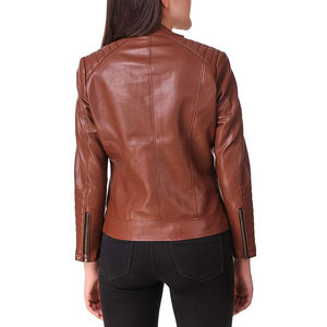 Chaqueta de cuero de PU genuino para mujer de longitud corta con estilo Color único Logotipo personalizado de la mejor calidad Tallas grandes disponibles Transpirable - Product Image 4