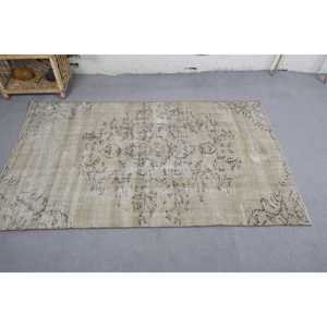 Tapis Vintage en Laine Beige Noir Patchwork Design 3.7X6.2 ft Rectangle pour Entrée Salon pour Adolescents 10mm Épaisseur Latex - Product Image 3