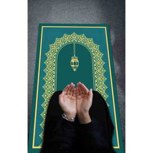 Tapis de prière islamique bleu : Décoration de mosquée, tapis de culte, tapis imprimé, tapis fin non tissé - Product Image 4