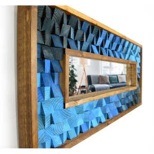 Blue Gradient Reclaimed Wood <b>Mirror</b> Mosaic Bright <b>Wall</b> <b>Decor</b> 4x3.5x3.6 Feet - Product Image 3